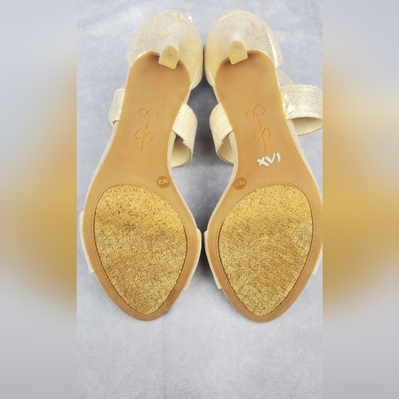 Jessica Simpson Gold Women's Sandals‎ heels evening party Cocktail Size 8 M - Picture 10 of 11